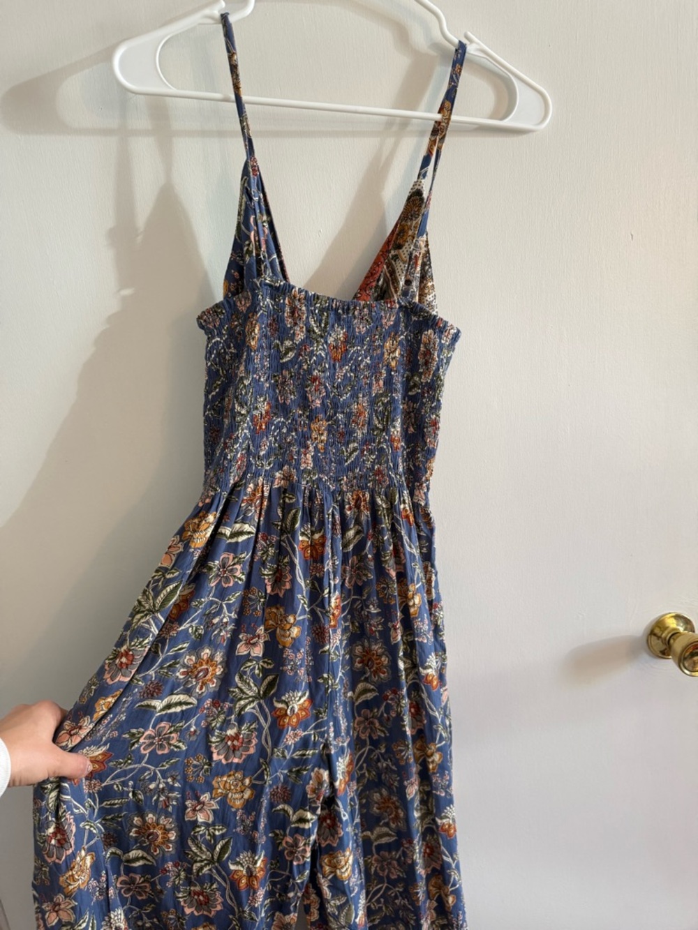 Angie Blue Floral Boho Maxi Dress with Rust Accents - Picture 4 of 5